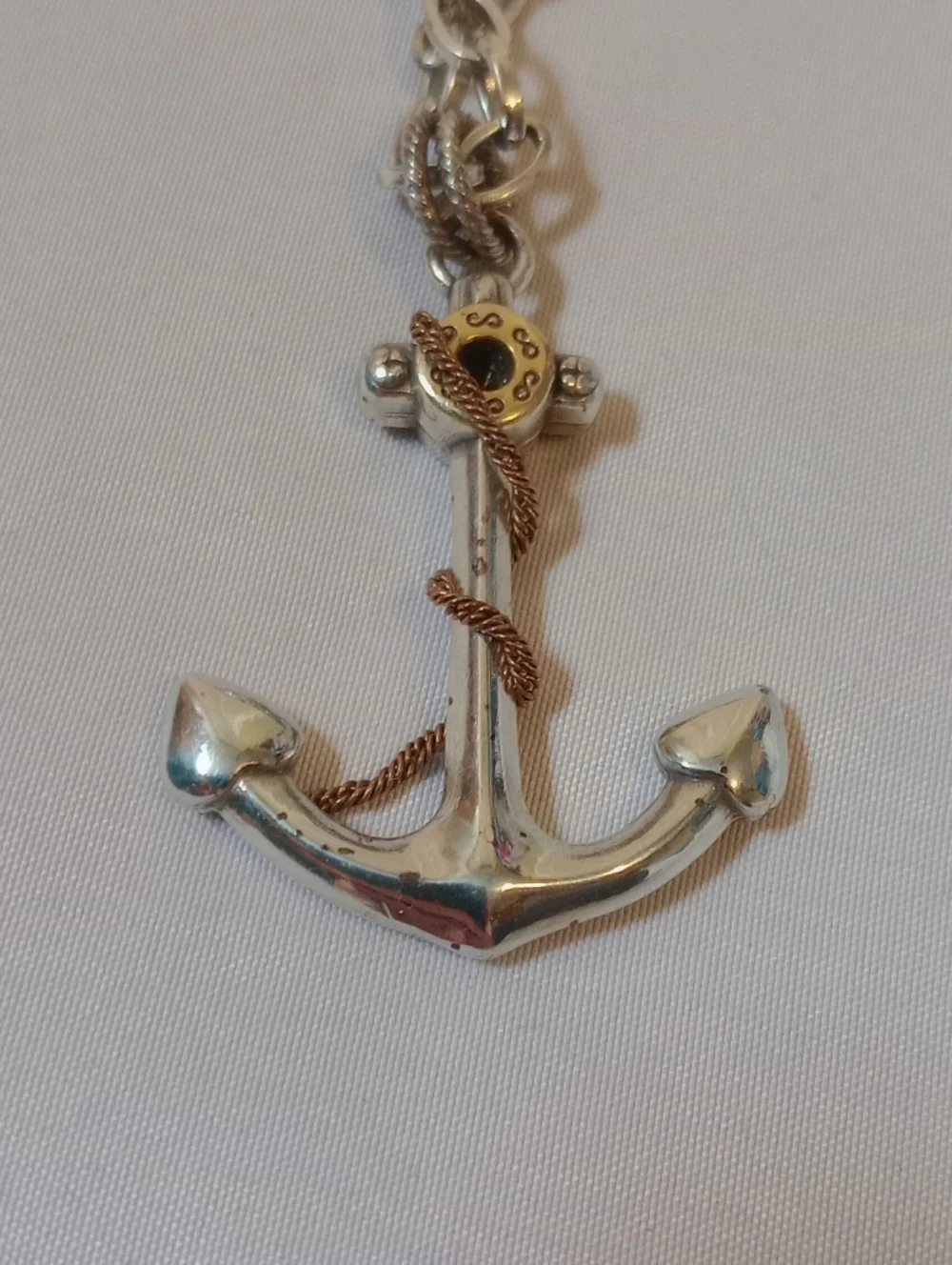 Brighton Anchor Necklace Silver Nautical Pendant Rope Detail Starfish Chain